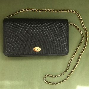 BALLY Vintage Quilted Black Leather Crossbody Bag